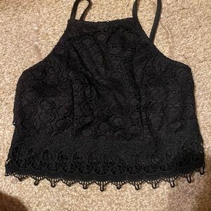 Black lace crop top